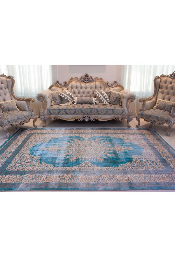 Cream Blue Rug 5116