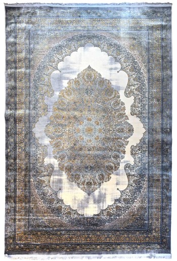 Traditional Gold/Greey Silky Rug