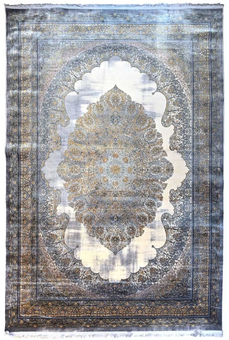 Traditional Gold/Greey Silky Rug
