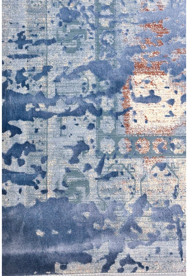 Modern Blue/Brown Silky Rug