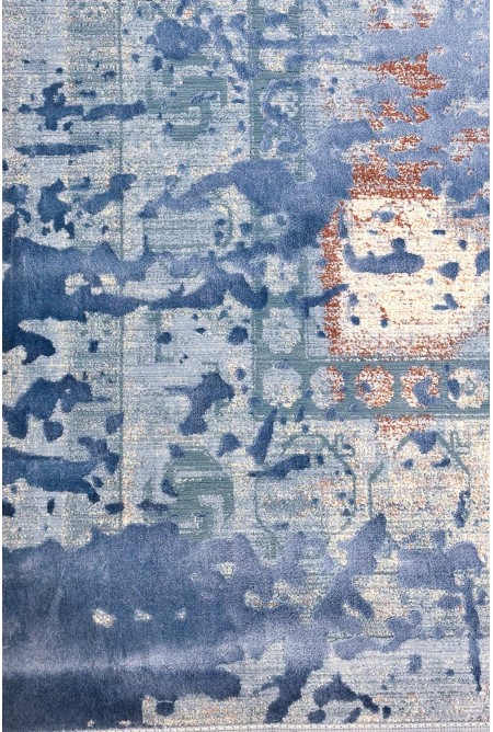 Modern Blue/Brown Silky Rug