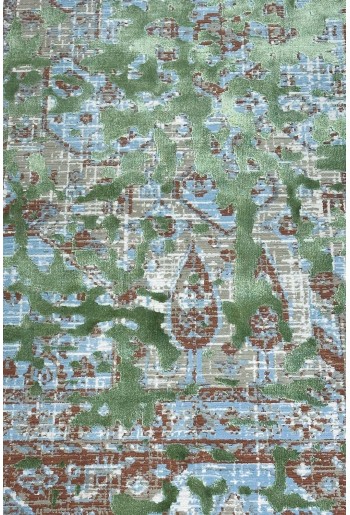 Modern Green/Blue Silky Rug 2
