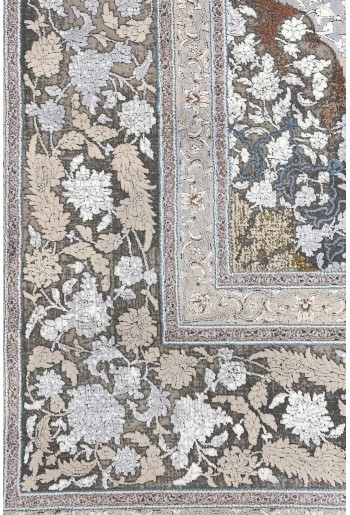 Traditional Brown/Gold/White Silky Rug 2