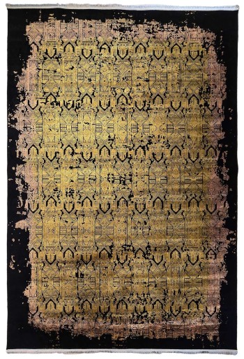 Modern Gold/Copper/Silver Silky Rug