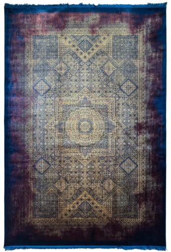Traditional Red/Blue/Gold Silky Rug