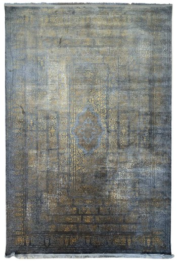 Traditional Gold/Grey Silky Rug