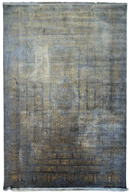 Traditional Gold/Grey Silky Rug
