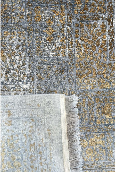 Traditional Gold/Grey Silky Rug