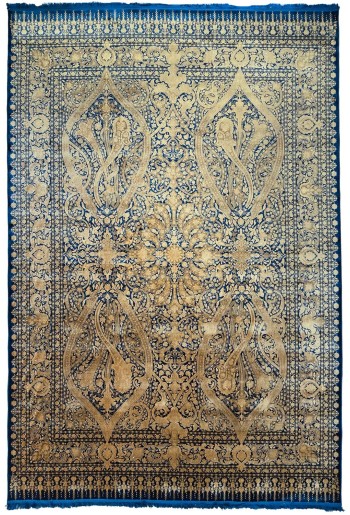Traditional Gold/Blue Silky Rug