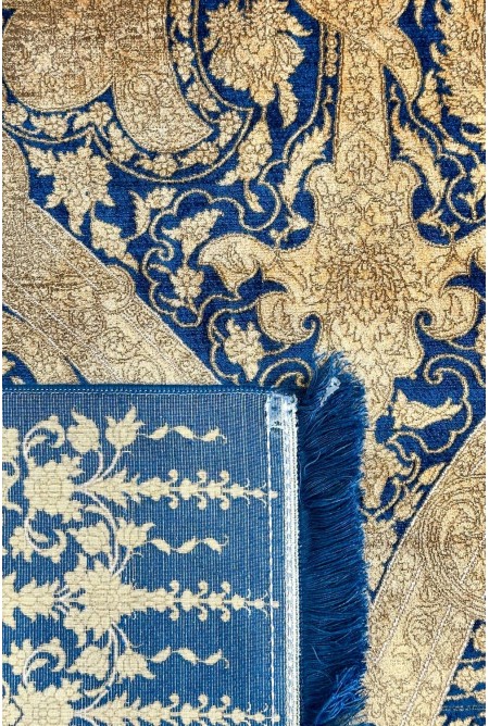 Traditional Gold/Blue Silky Rug