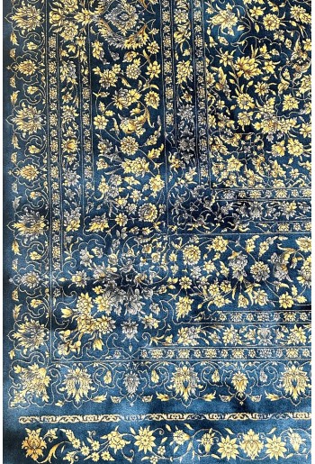 Traditional Blue/Gold Silky Rug 2