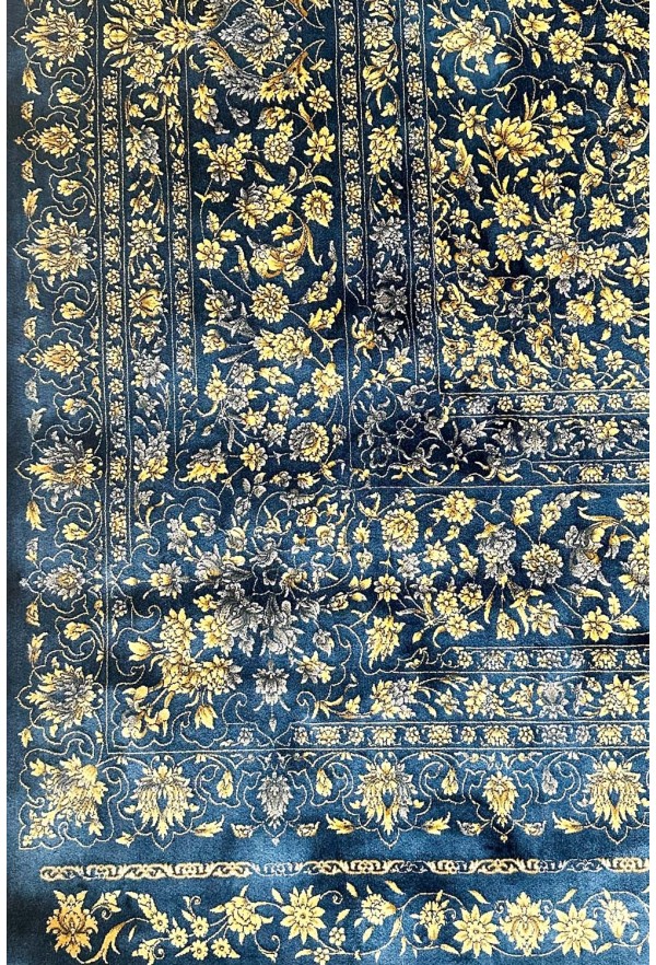 Traditional Blue/Gold Silky Rug