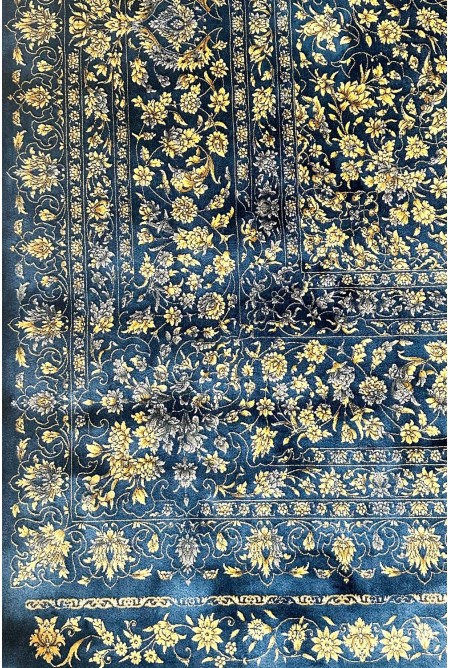 Traditional Blue/Gold Silky Rug