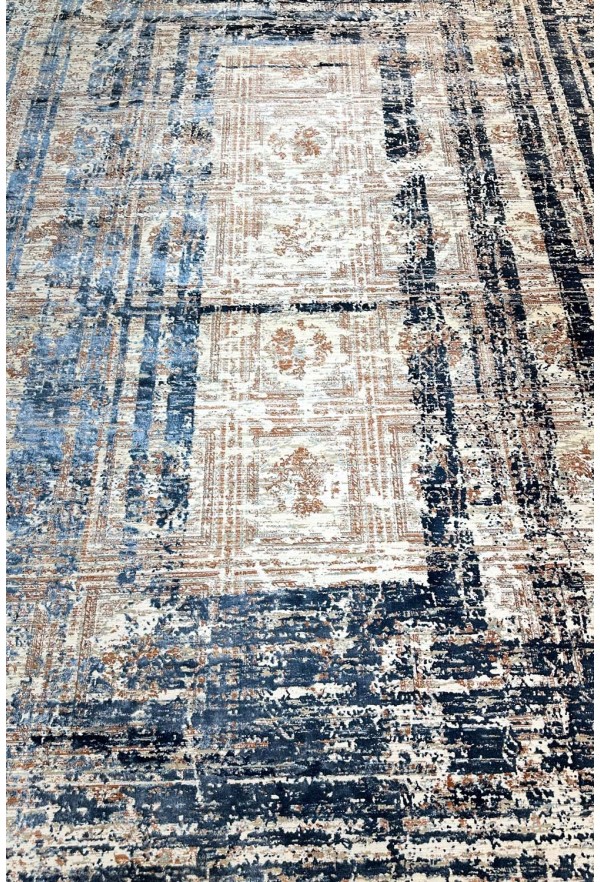 Modern Blue/Grey Silky Rug