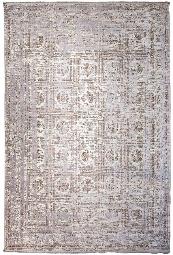 Modern Brown/White Silky Rug