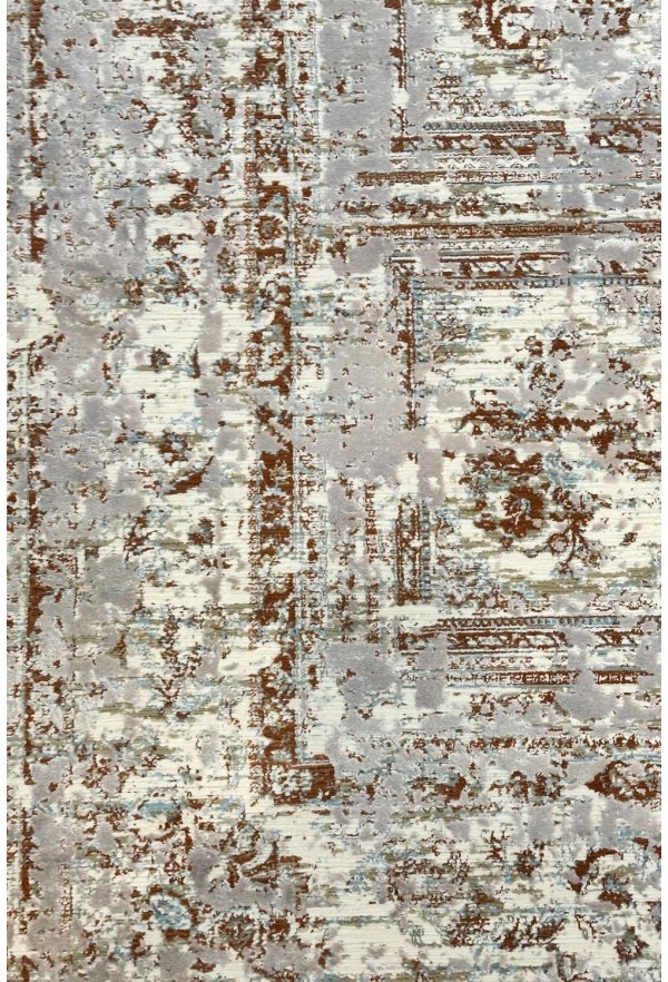 Modern Brown/White Silky Rug