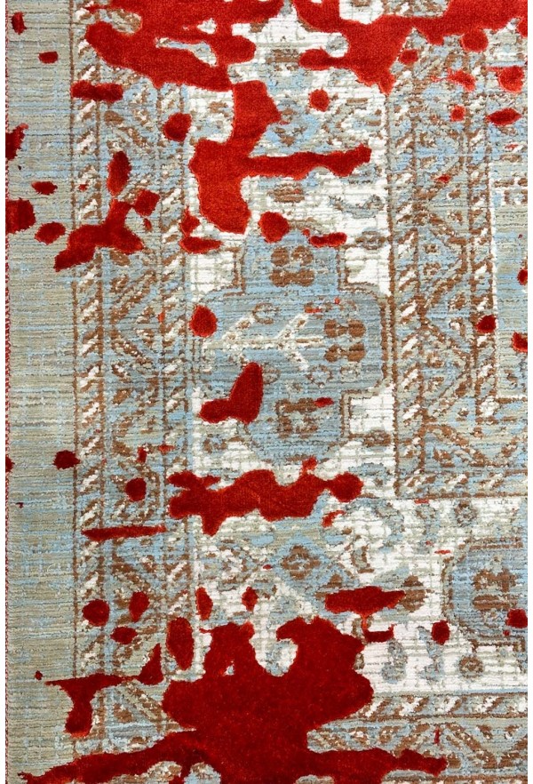 Modern Red Silky Rug