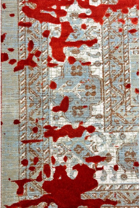 Modern Red Silky Rug
