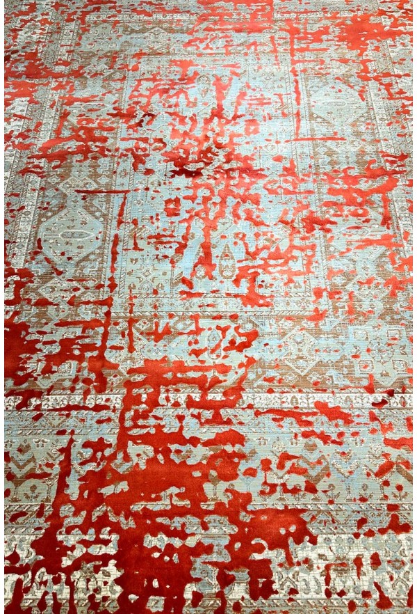 Modern Red Silky Rug