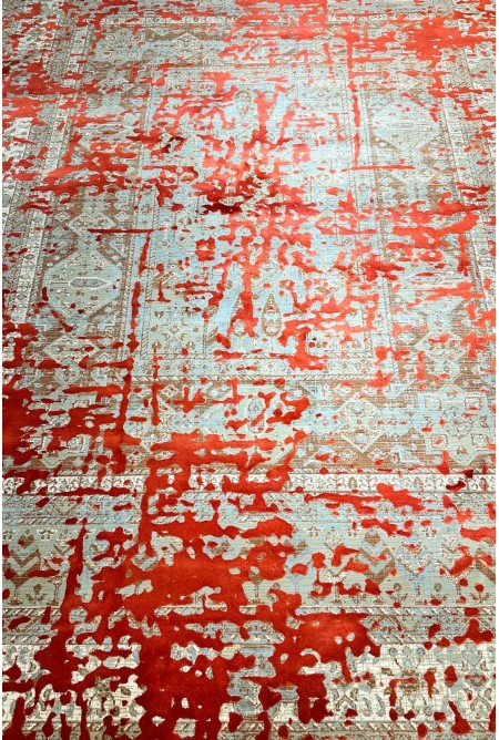 Modern Red Silky Rug