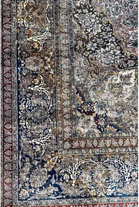 Traditional Blue/Red Silky Rug