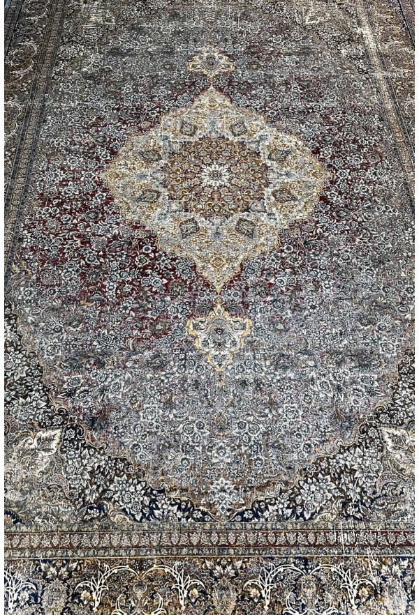Traditional Blue/Red Silky Rug