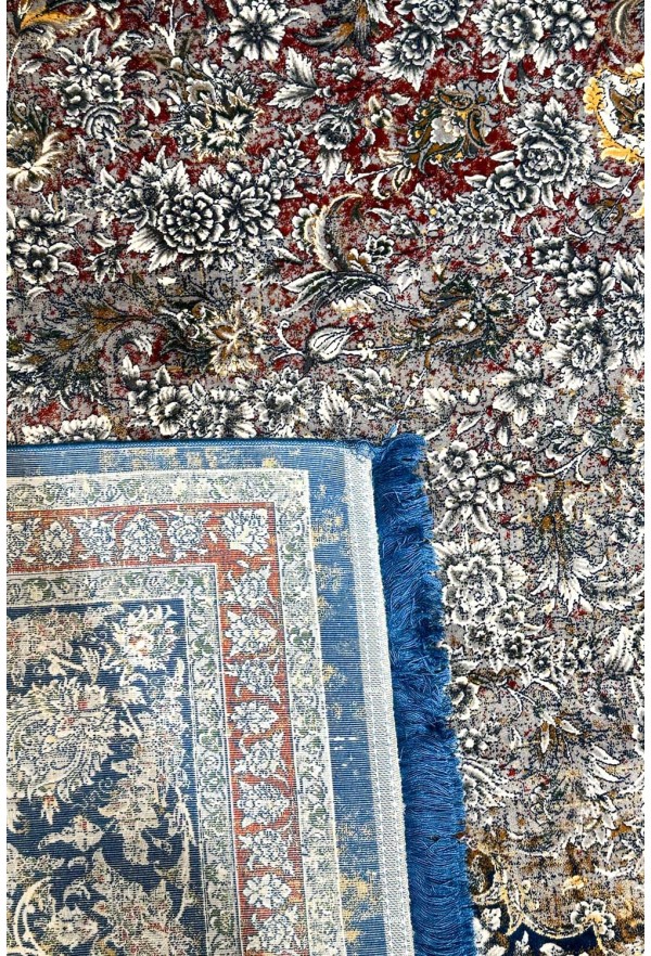 Traditional Blue/Red Silky Rug