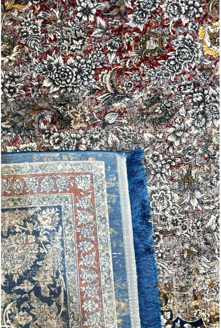 Traditional Blue/Red Silky Rug